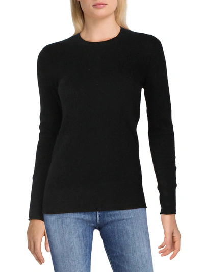 Aqua Cashmere Womens Hi-low Crewneck Sweater In Black