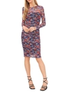 1.STATE WOMENS FLORAL RUCHED MIDI DRESS