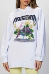 MSGM GRAPHIC PRINT HOODIE IN WHITE