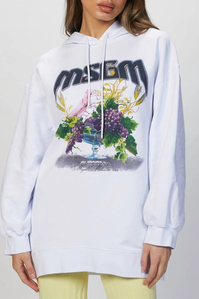 Msgm Graphic Print Hoodie In White