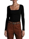 RAG & BONE ASHER WOMENS FITTED SQUARE NECK PULLOVER SWEATER