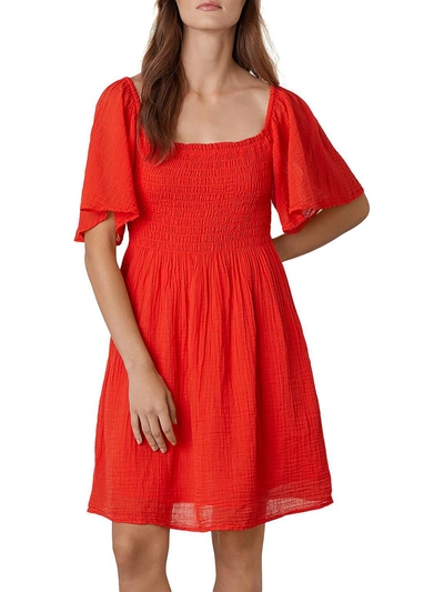 Velvet By Graham & Spencer Womens Gauze Off-the-shoulder Shift Dress In Red