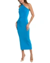Galvan Artemis Asymmetric Stretch-woven Midi Dress In Blue