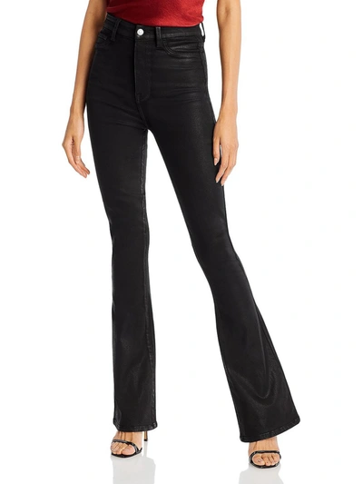 7 For All Mankind Womens Coated Skinny Bootcut Jeans In Black