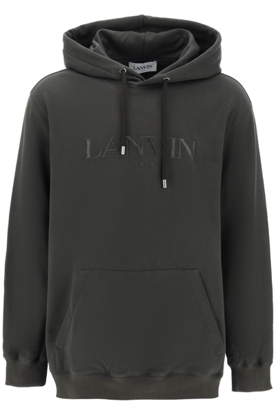 Lanvin Hoodie With Curb Embroidery In Green