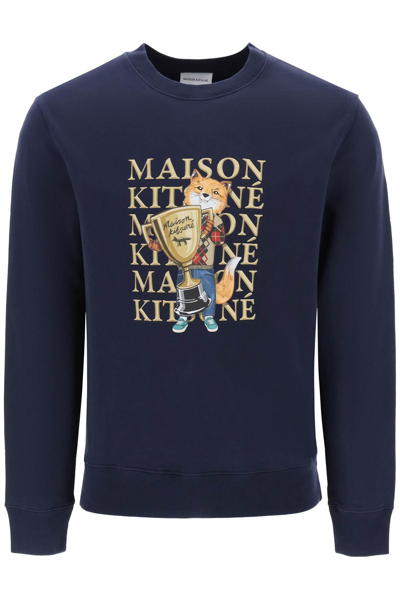 Maison Kitsuné Fox Champion Regular Sweatshirt In Blue
