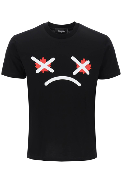 Dsquared2 Cool Face-print Cotton T-shirt In Black