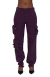 Pistola Bobbie Mid Rise Loose Straight Leg Cargo Pant In Washed Aubergine In Washed Aubergine