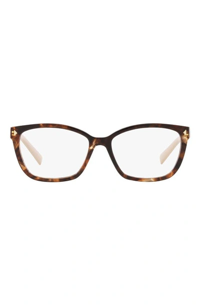 Prada 57mm Rectangular Optical Glasses In Caramel