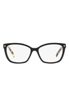 Prada 57mm Rectangular Optical Glasses In Matte Black