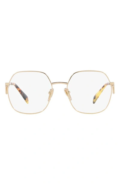 Prada 56mm Square Optical Glasses In Light Gold