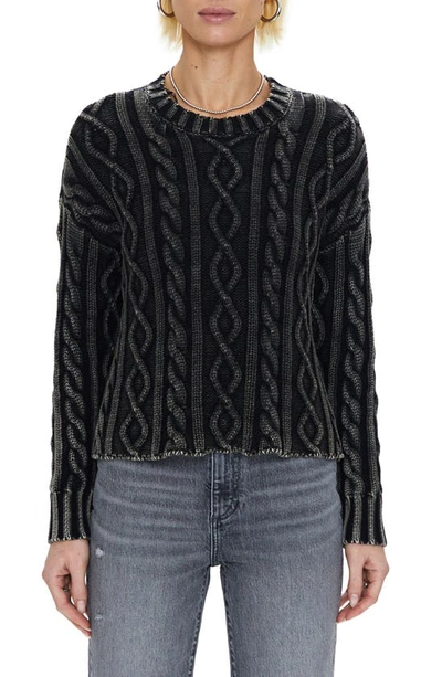 Pistola Eva Rib Knit Frayed Edge Cotton Sweater In Sandwashed Black