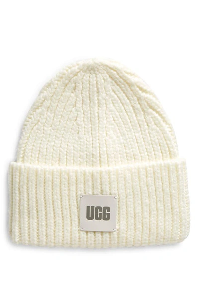 Ugg Womens Nimbus Logo-patch Knitted Beanie In Nimbus