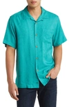 Tommy Bahama Tropic Isle Short Sleeve Button-up Silk Camp Shirt In Gulf Shore