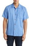 Tommy Bahama Tropic Isle Short Sleeve Button-up Silk Camp Shirt In New Blue Opal