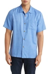 Tommy Bahama Tropic Isle Short Sleeve Button-up Silk Camp Shirt In Azul Mar