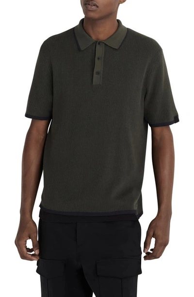 Rag & Bone Harvey Knit Polo In Shadow Green