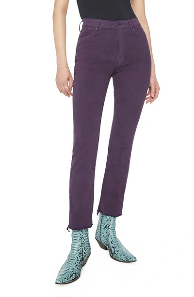 Mother High Waisted Rascal Ankle Fray Berry Cordial Jeans In Black