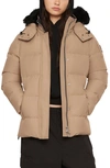 Moose Knuckles Cloud 3q Down Jacket With Removable Genuine Shearling Trim In Woodsmoke