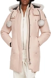 Moose Knuckles Stirling Down Parka With Genuine Shearling Trim In Dusty Rose