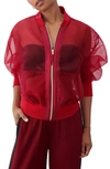 Gstq Sheer Bomber Jacket In Port
