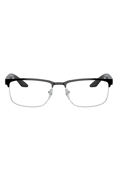 Prada 56mm Rectangular Optical Glasses In Black