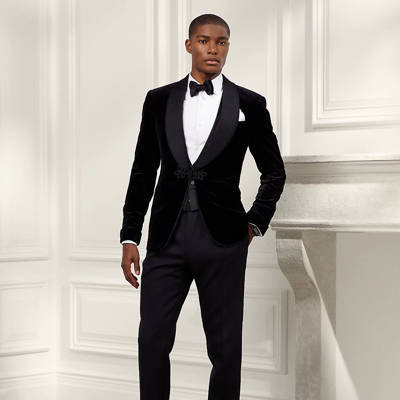 Ralph Lauren Gregory Handmade Barathea Tuxedo Trouser In Black Stripe