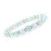 Ross-simons 6-8mm Graduated Aquamarine Bead And . Diamond Spacer Bracelet In Sterling Silver In Multi