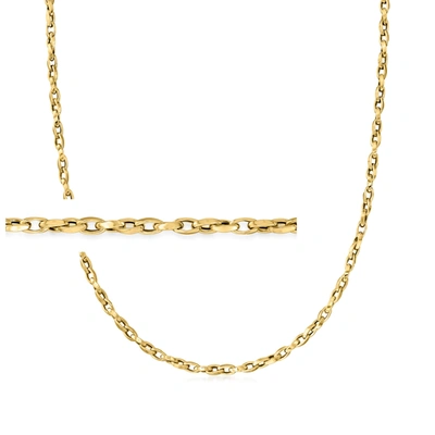 Ross-simons Italian 3mm 14kt Yellow Gold Elongated Cable-link Necklace In Multi