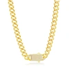 Simona Sterling Silver 9mm Monaco Chain W/micro Pave Cz Lock - Gold Plated In Multi