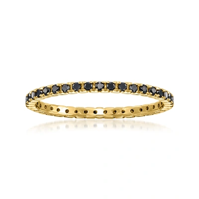 Rs Pure By Ross-simons Black Diamond Eternity Band In 14kt Yellow Gold