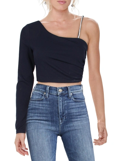 City Studio Juniors Womens Crepe Embellished Cropped In Blue