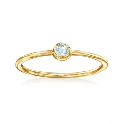Rs Pure By Ross-simons Bezel-set Aquamarine-accented Ring In 14kt Yellow Gold In Blue