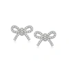 Rs Pure By Ross-simons 0. Diamond Bow Stud Earrings In Sterling Silver In White