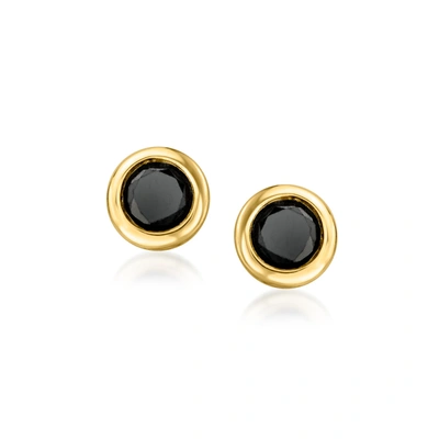 Rs Pure By Ross-simons Black Diamond Bezel-set Stud Earrings In 14kt Yellow Gold