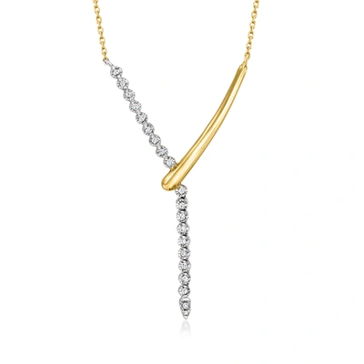 Ross-simons Diamond Y-necklace In 2-tone Sterling Silver In Multi