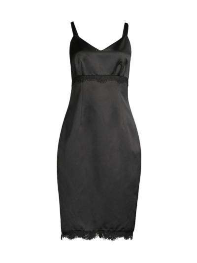 Donna Karan Women's Heavy Metal Lace-embellished Satin Dress In Black