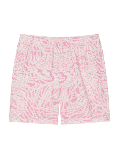 Givenchy Men's Long Printed Swim Shorts In Pink White