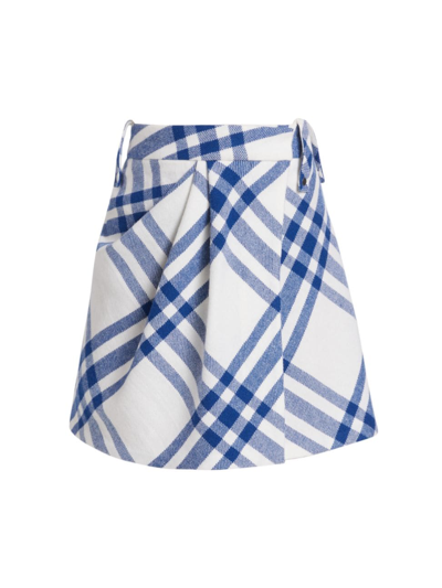 Burberry Check Draped Wool Wrap Miniskirt In Knight Check