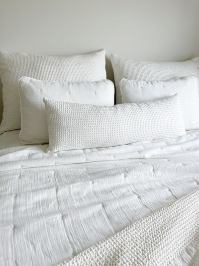 Anaya Euro Cotton Down Alternative Waffle Weave Pillow In White