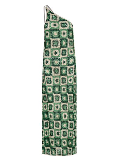 Johanna Ortiz + Net Sustain Lemongrass One-shoulder Crocheted Maxi Dress In Green