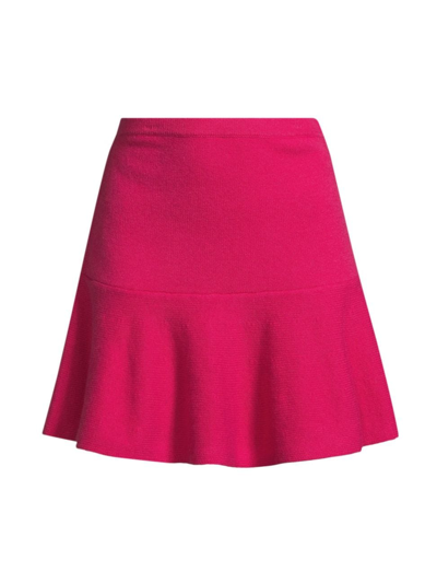 Milly Flared Wool Mini Skirt In Fuchsia
