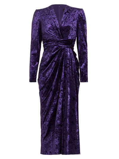 Zuhair Murad Velvet Midi Dress In Amaranth Purple