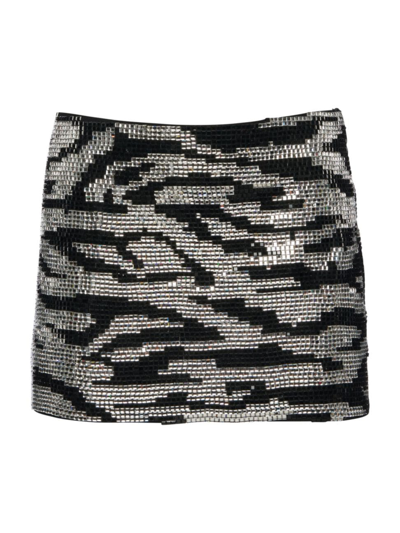 Retroféte Daya Sequin-embellished Miniskirt In Black Silver
