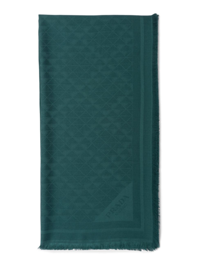 Prada Women's Silk And Wool Jacquard Scarf In Green