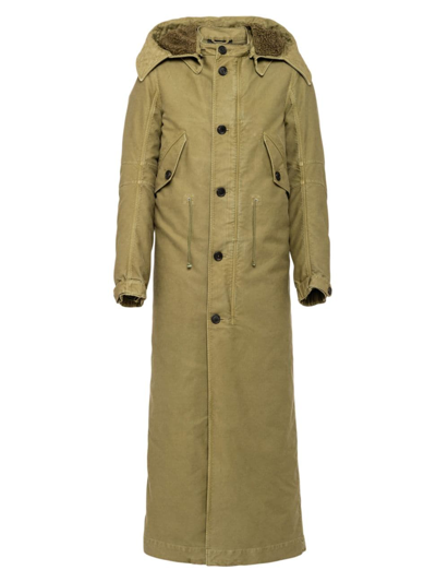 Prada Langer Parka Aus Baumwolle In Green