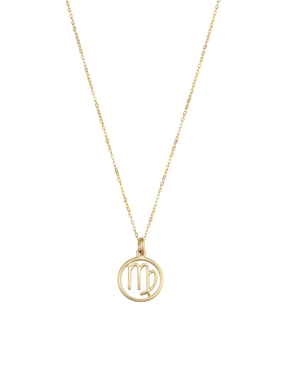 Oradina Women's 14k Yellow Solid Gold Zodiac Pendant Necklace In Virgo