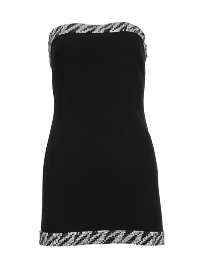 Retroféte Abigail Strapless Sequin-trim Mini Dress In Black Silver