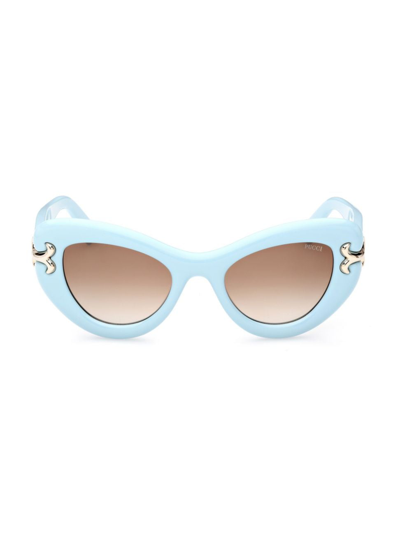 Emilio Pucci Women's Solid Porcelain Blue & Brown Gradient Cat-eye Sunglasses In Light Blue