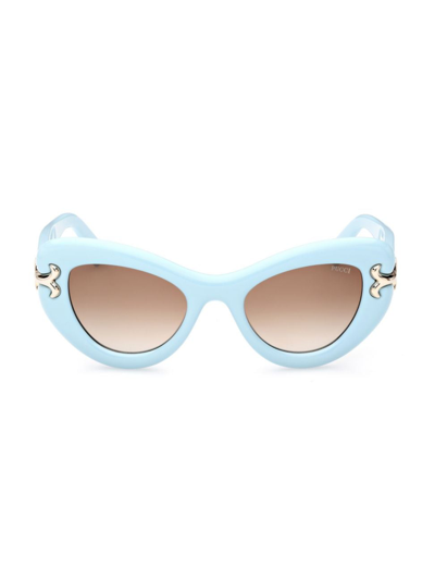 Pucci Women's Cat-eye Porcelain Blue And Brown Gradient Acetate Sunglasses In Solid Porecelain